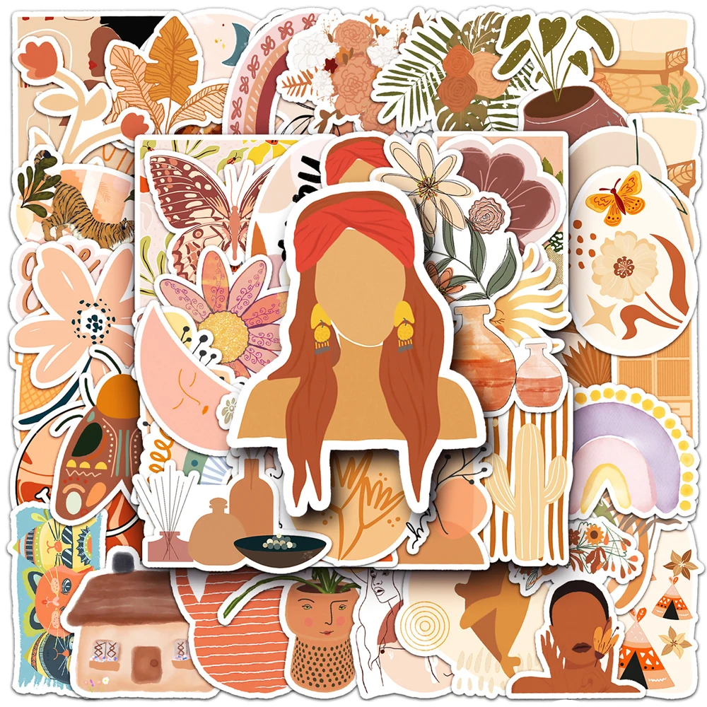 

10/30/50pcs Retro Bohemian Art Vsco Graffiti Stickers Aesthetic Cartoon Decals Laptop Luggage Phone Guitar Waterproof Sticker