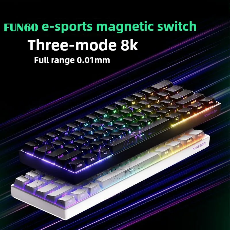 FUN60 Max RGB Game Magnetic Switch Keyboard Rapid Trigger 8K Polling Rate Mechanical Keyboard For Gaming and Gift