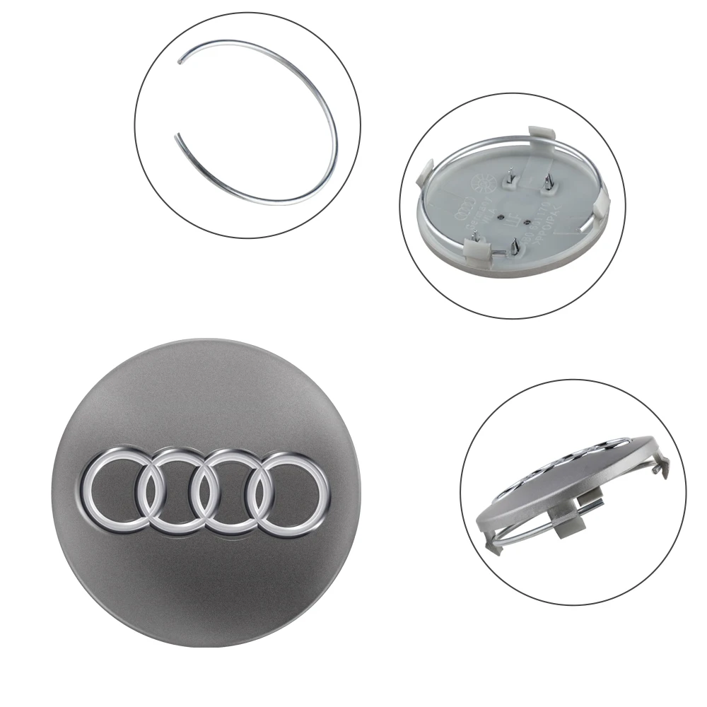 4 adet 59mm araba tekerlek merkezi kapakları dekorasyon Hub kapaklar için yedek AUDI S A4 B8 B6 B9 B7 A3 8P 8V 8L A6 C6 C5 Q5 A5 SLINE TT