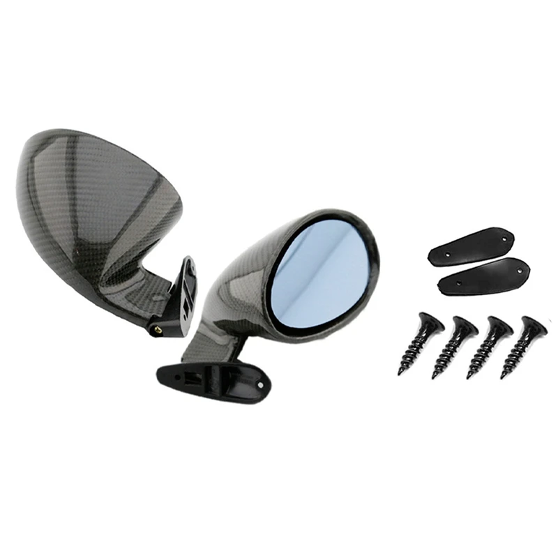 2X California Style Left & Right Car Classic Retro Door Wing Side Mirror Rearview Vintage Matte Carbon Fiber Look