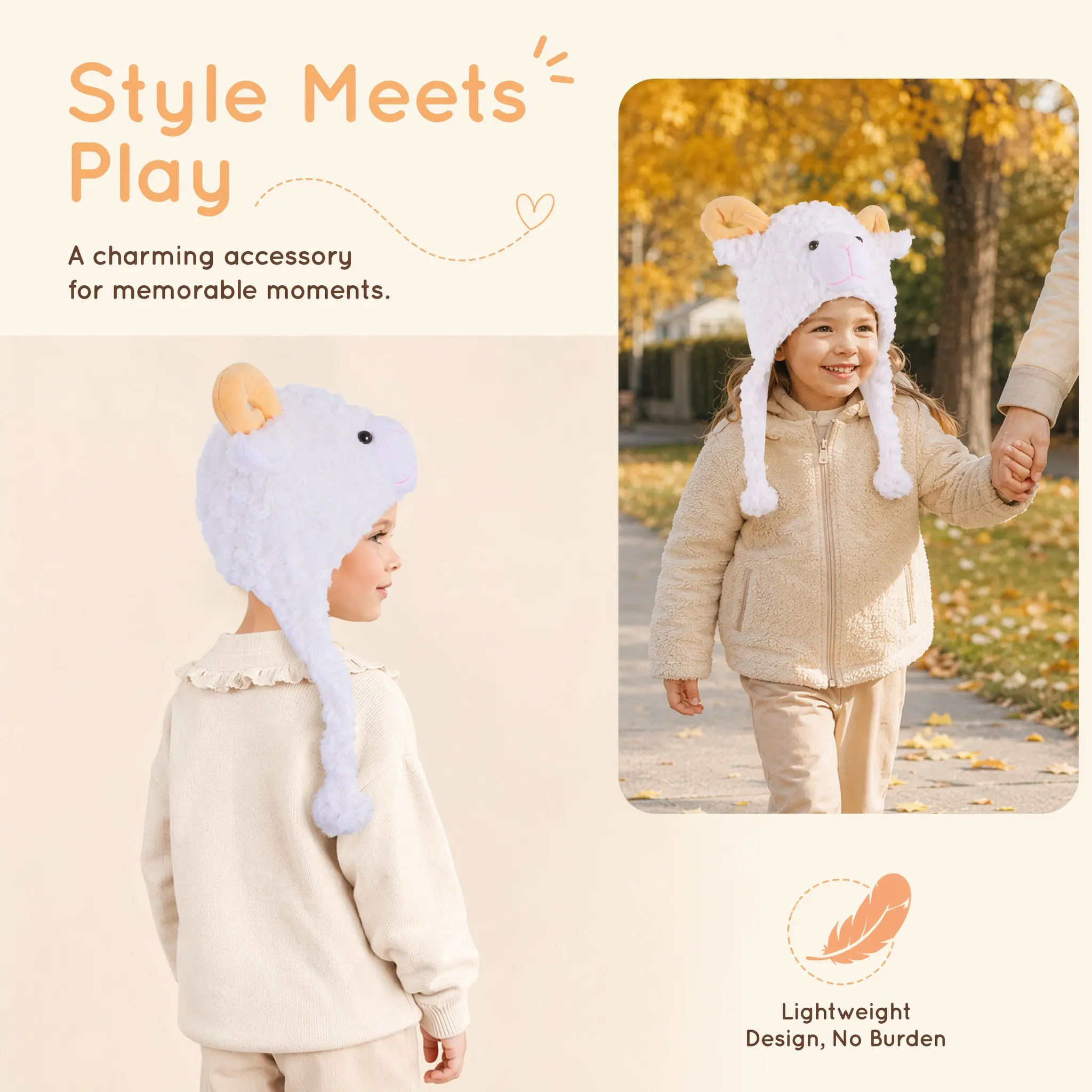 Adorable Animal Hat Winter Earflap Hood For Adults Children Sheep Warm Stretchy Durable Costume Accessory Halloween Party