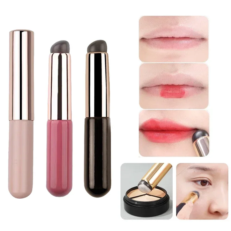 Q Soft Silicone Lip Brush Portable Lip Cream with Cover Smudging Makeup Brush Mini Dust-proof Concealer Multi-purpose Brush