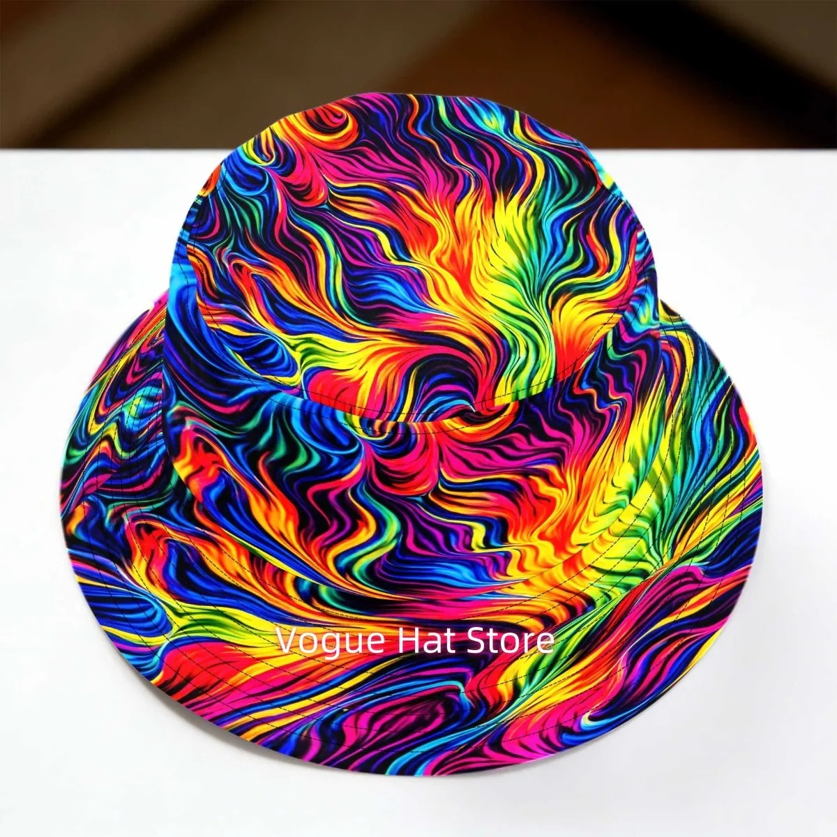1pc Rainbow Flow Art Fisherman Hat Non-Stretch Fabric Sporty Cap a Stylish Street Fashion Accessory for Streetwear Sports Gifts