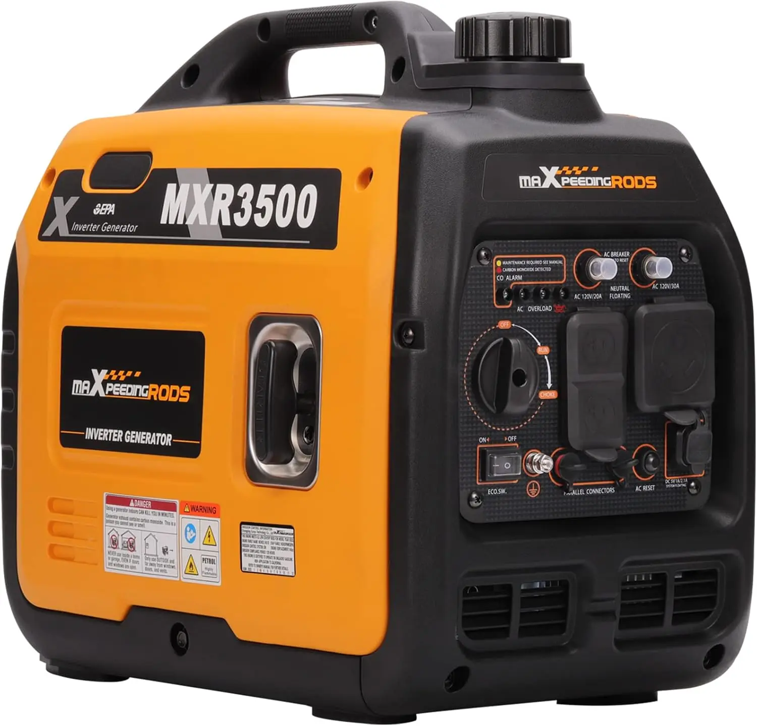 3500 Watt Portable Inverter Generator Gas Powered, EPA Compliant, Compact and Lightweight for Home Backup Power, Outdoor Camping