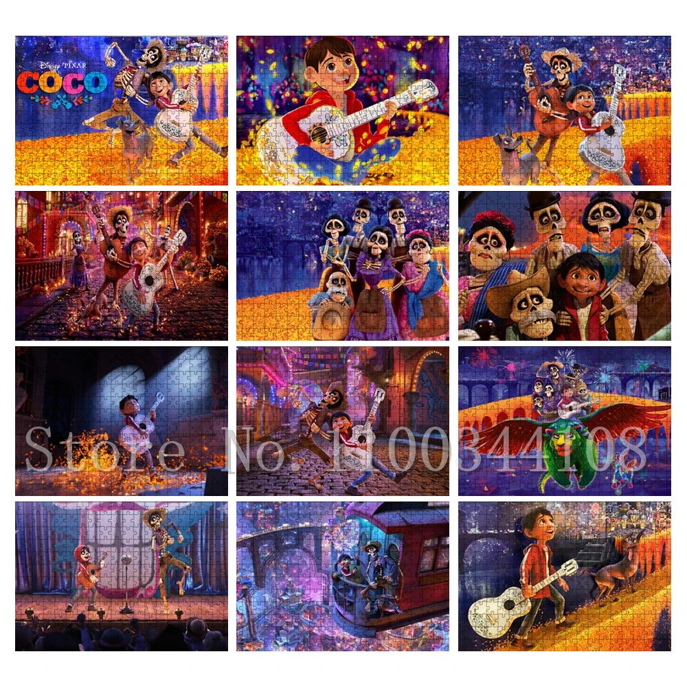 

Пазлы Disney Movies Coco, 300/500/1000 шт., мультяшные аниме-пазлы для детей, развивающие игрушки, украшение для гостиной, подарок