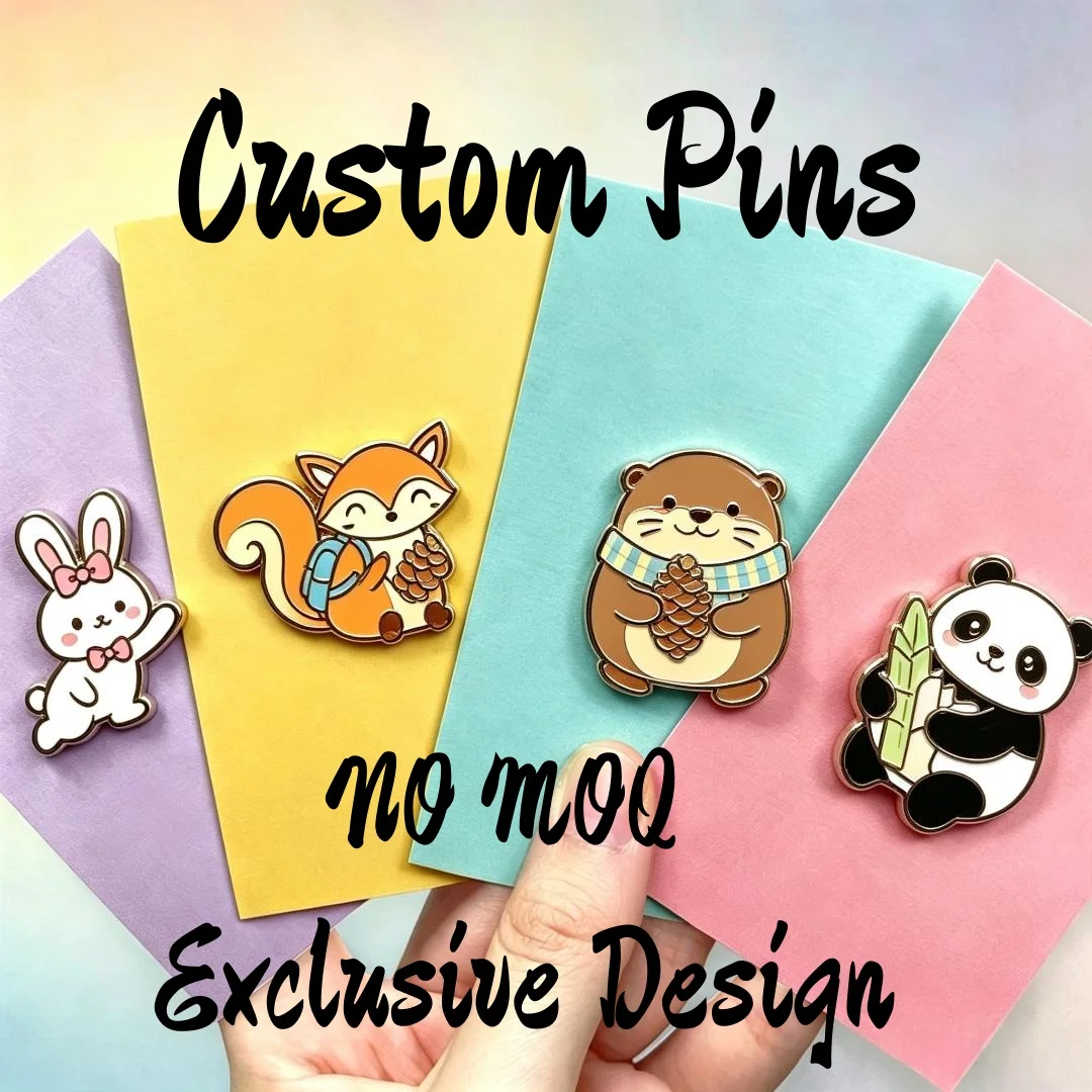Custom Pins Cute Forest Animal Enamel Lapel Pin Rabbit Fox Otter Panda Kawaii Cartoon Backpack Clothing Decor Gift