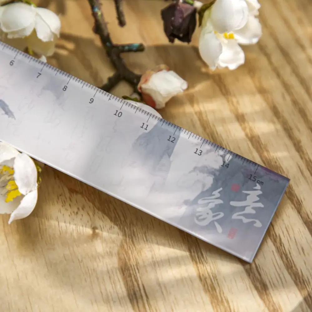 Oriental Scenery Series 15cm Drafting Straight Ruler DIY Drawing Tools Bookmark Dividing Ruler Acrylic Multifunctional