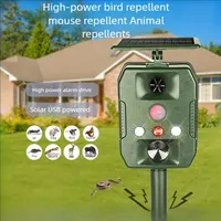 Ultrasonic Animal Repeller, Weatherproof Solar Powered Rodent Repeller with Motion Activated Flashing LED Light，Repel Dogs,&More