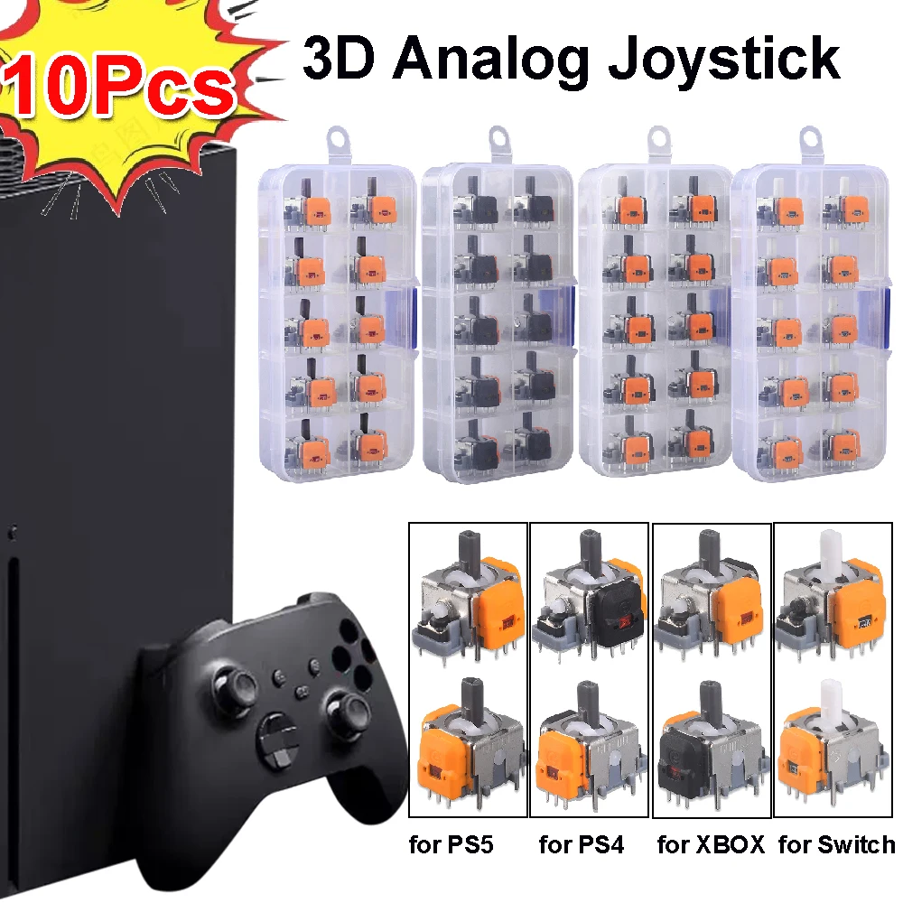 10Pcs 3D Hall Effect Joystick Adjustable No Drifting Thumbstick Module Joystick Rocker Module Controller for PS4/PS5/XBox/Switch