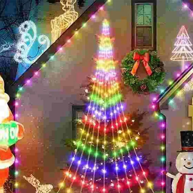 Waterfall Lights Outdoor 6.56Ft 9 Strands Waterproof Waterfall Tree Light IP44 Waterproof Twinkle Lights Christmas Tree