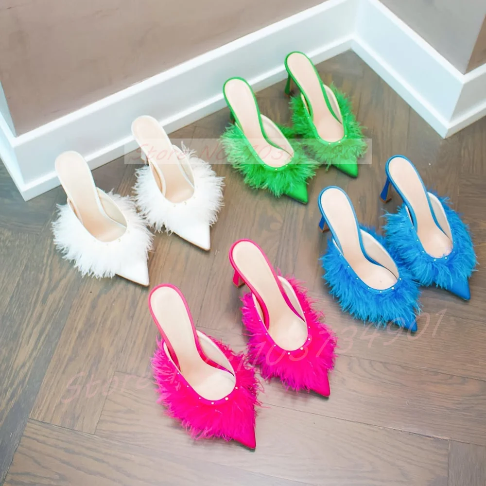 Mules con tacco in piume di st - Court Heel Pointed recensione e prezzo