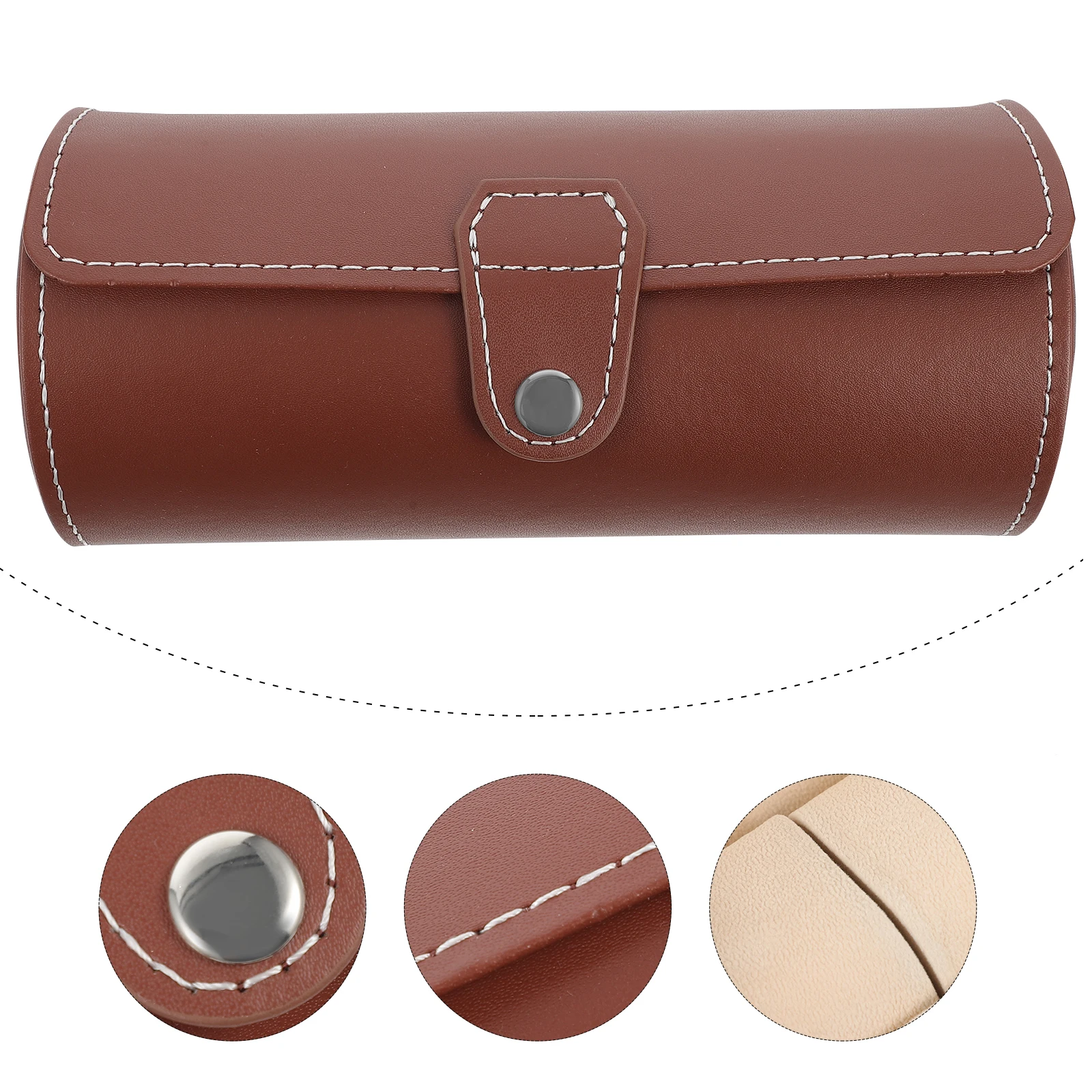 

PU 3-Slot Portable Watch Storage Box Travel Case Soft Cushion Watch Display Organizer Jewelry Packing Box