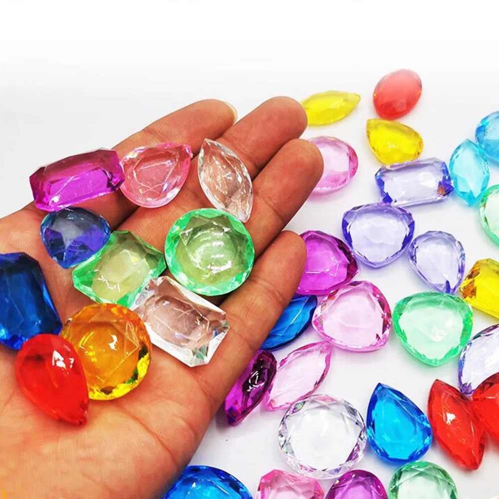 10Pcs Pirate Treasure Crystals Gemstones Toys Acrylic Bling Multicolor Fake Gem Diamonds For Kids Birthday Gifts DIY Accessories