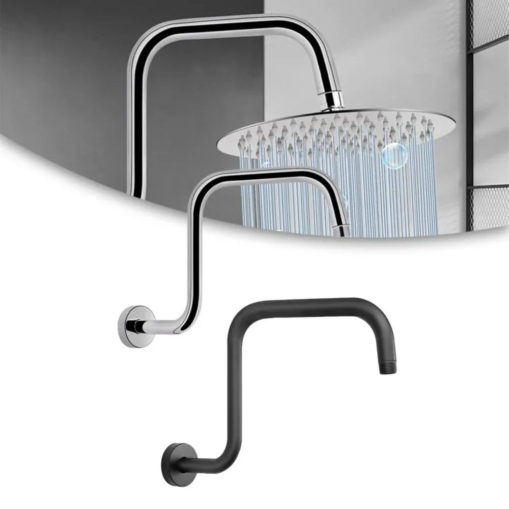

Wall Mounted Shower Head Bracket Silver Black Stainless Steel Shower Arms Easy Installation Shower Head Extension