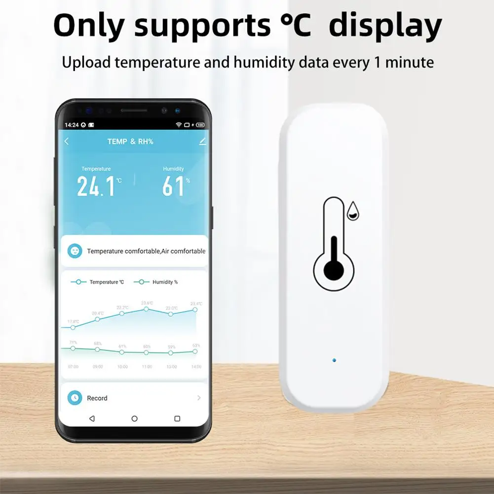 Tuya Zigbee-Sensor Inteligente de Temperatura e Umidade, Higrômetro Interior, App Monitor Remoto, Segurança Doméstica, Trabalho para Alexa, WiFi, C1O5