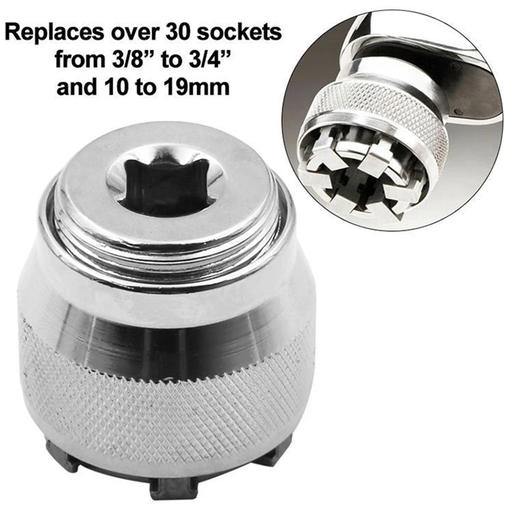 10-19Mm Có Thể Điều Chỉnh Lục Giác Ổ Cắm Đa Năng Lực Xoắn Ratchet Adapter Cờ Lê Đầu Cờ Lê Tay Dụng Cụ Sửa Chữa