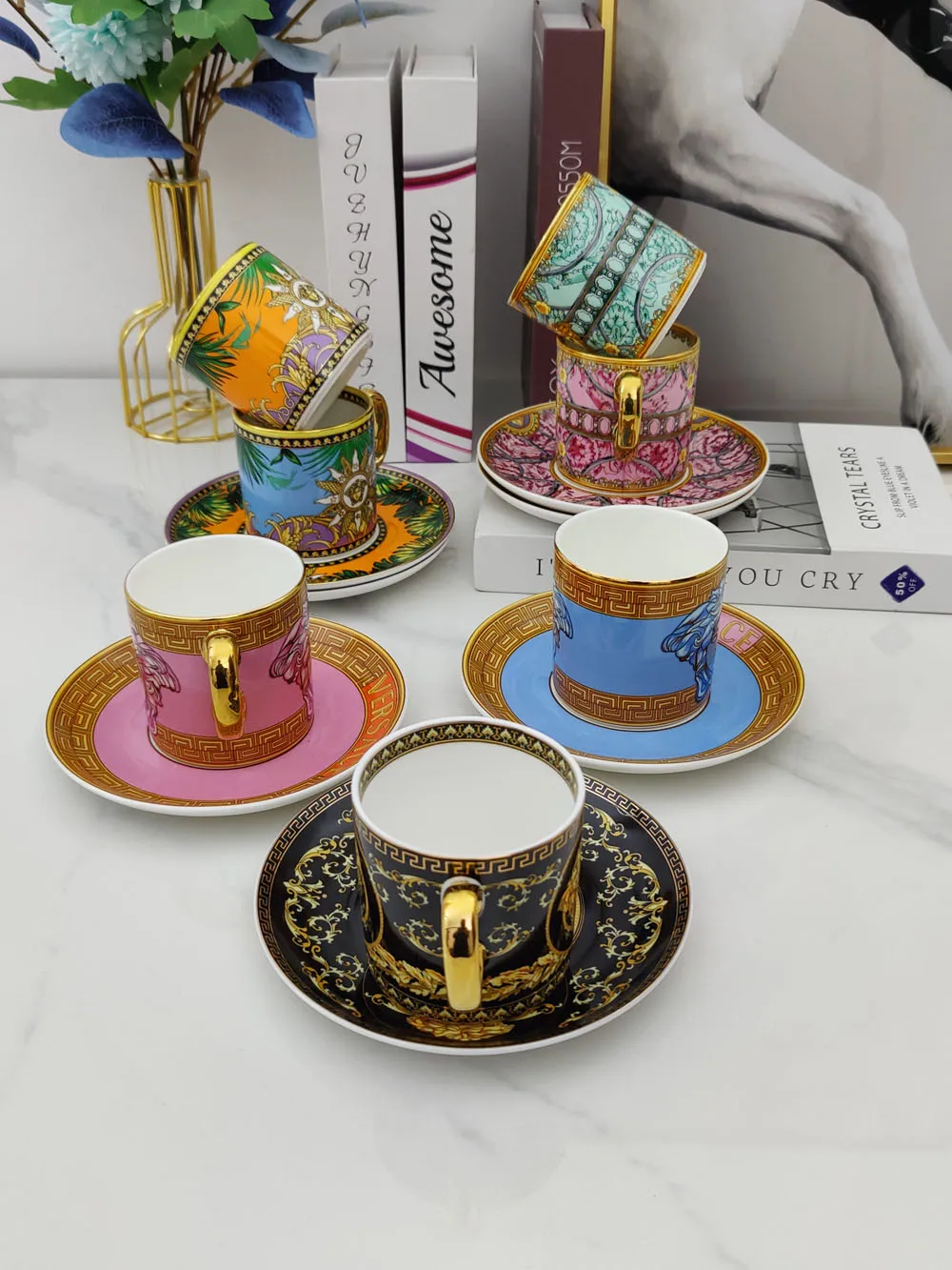 

European Court Retro Ltalian Espresso Straight Coffee Cup Ceramic Bone China Set Western Tea Set Tea Set English Afternoon Tea