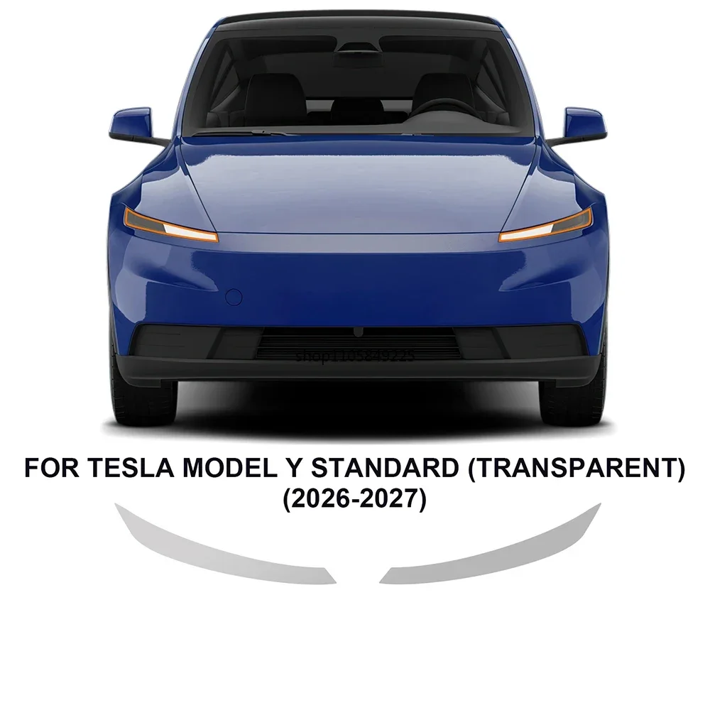 TPU Car Headlight Protective Film For Tesla Model Y Standard 26-27 Transparent&Smoked black  Anti-Scratch External Accessories