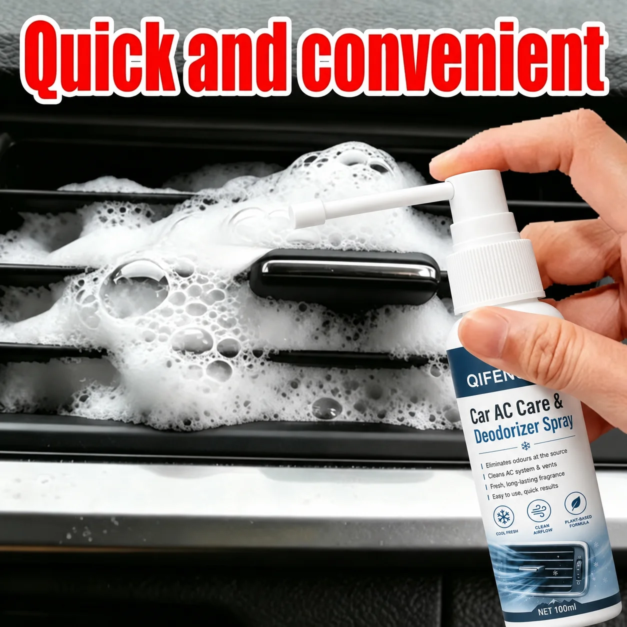 Car Air Conditioner Cleaning Spray, Remove Odor Dust Mold, Summer Air Conditioner Vent Foam Cleaning Deodorant Car