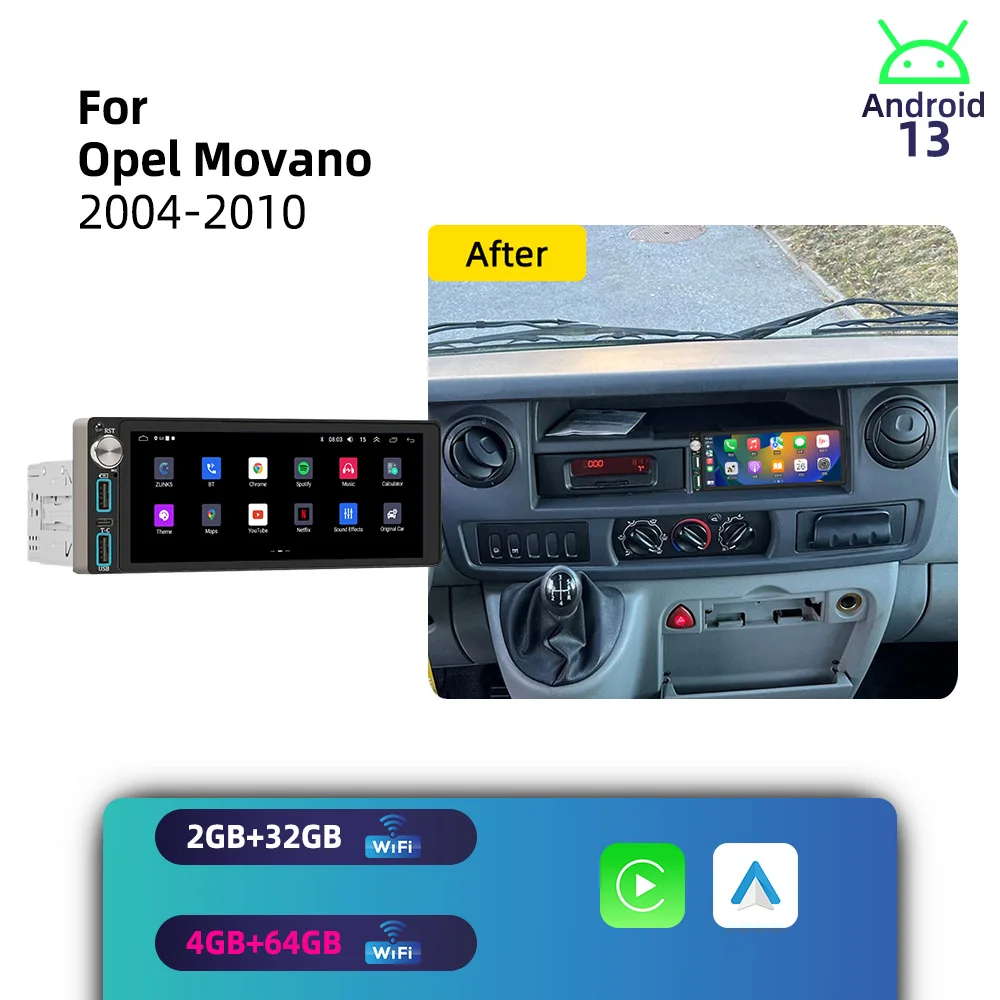 Android 1Din Car Stereo 6.86