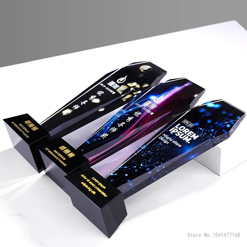 Customized Color-printable Honor Crystal Trophy, Creative Event Award Collection, Excellent Staff Team, Home Decor, Highend, 1Pc