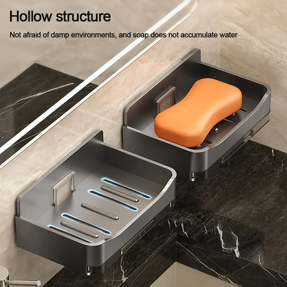 Durable Wall Mounted Soap Dish ABS Drainable Storage Rack Soap Box Bathroom Kitchen Sink Organizer