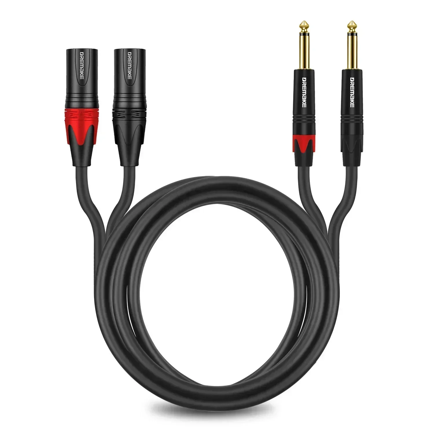 DREMAKE Hifi Audio Cable Dual 6.5mm Male to Dual XLR Male for Amplifier Mixing Board Console 2 XLR to 2 x 1/4\