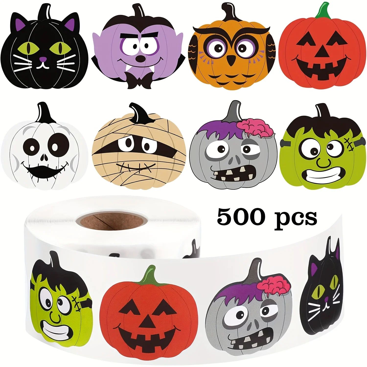 Halloween Horror Pumpkin Stickers-8 Unique Pumpkin Designs for Envelopes,Water Bottles,Phone Cases,Journals &DIY Decorations