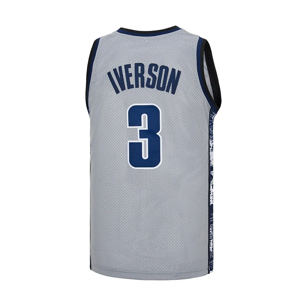 Basketball jerseys high school GEORGETOWN 3 Iverson jersey Sewing embroidery Cheap High Quality Outdoor sportswear Grey Blue