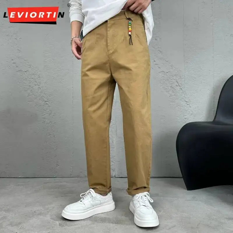 

Мужские брюки-карго в стиле ретро, хлопковые свободные шаровары со средней посадкой и несколькими карманами-карго, повседневная рабочая одежда больших размеров, мужские брюки