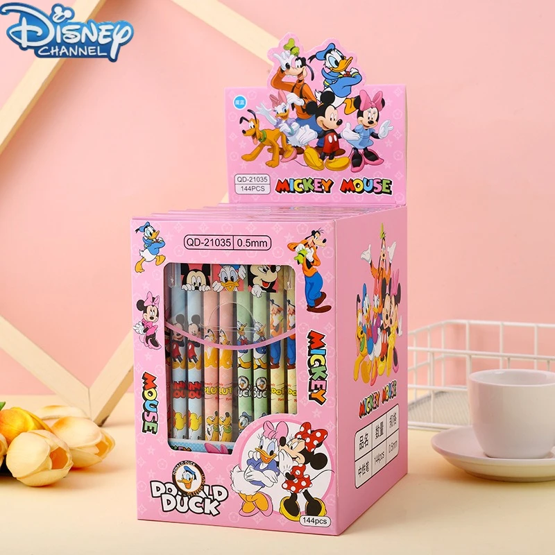 Pena gel lurus berbentuk kartun keluarga Disney Mickey lucu dan memiliki tingkat penampilan yang tinggi