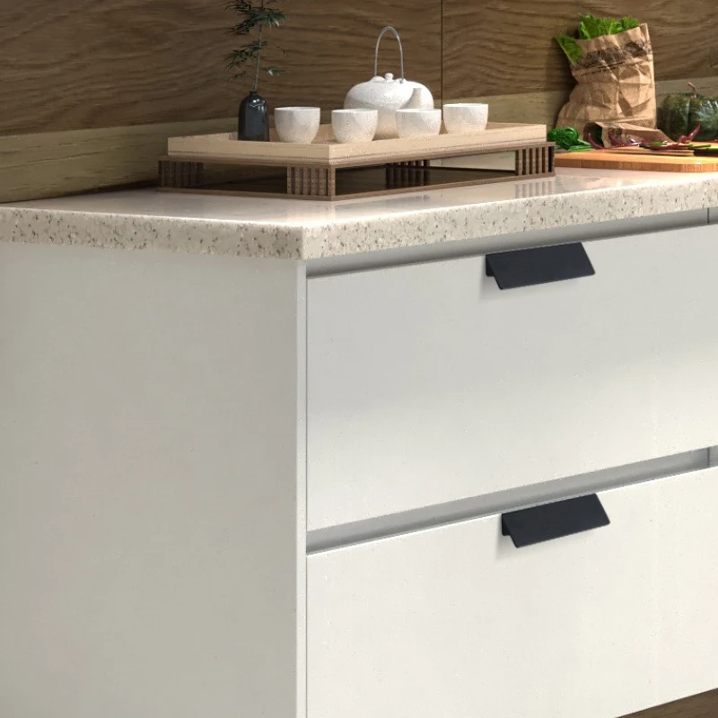 Black Gold Door Furniture Handle Hardware Hidden Cabinet Handles Aluminum Alloy Kitchen Cupboard Pulls Drawer Knobs
