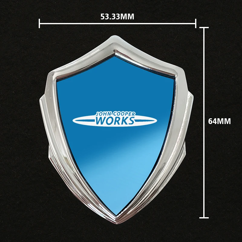 

Trendy 3D Metal Shield Car Emblem Badge Body Sticker coopers all4 works Accessories for mini R56 R50 R51 R52 R53 R52 R55 R57