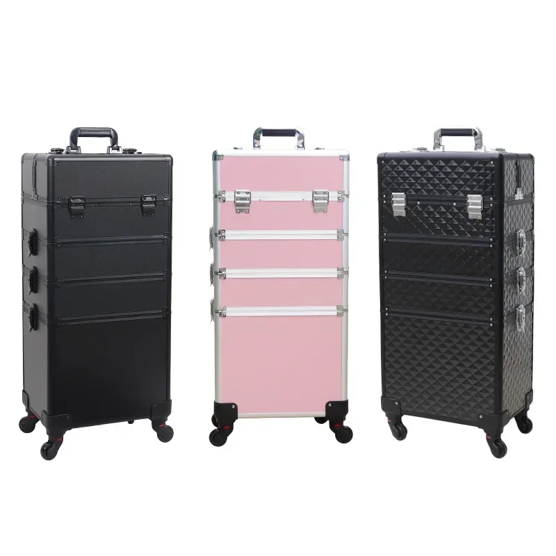 

New Cosmetic Case Tattoo Embroidery Manicure Hairdresser Makeup Fixing Box Large Capacity Cosmetic Case Trolley Universal Wheel