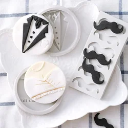 1PC DIY Men Ladies Party Dress Mustache Silicone Cake Mold Chocolate Fondant Cookie Mould Kitchen Cake Baking Decorating Tools