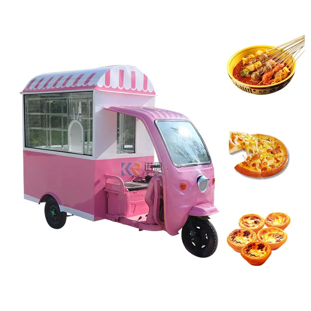 1000W Motor Electric Food Cart Kiosk Catering Stand for Food Display Custom Motorcycle Tuk Tuk Airstream Mobile Food Truck