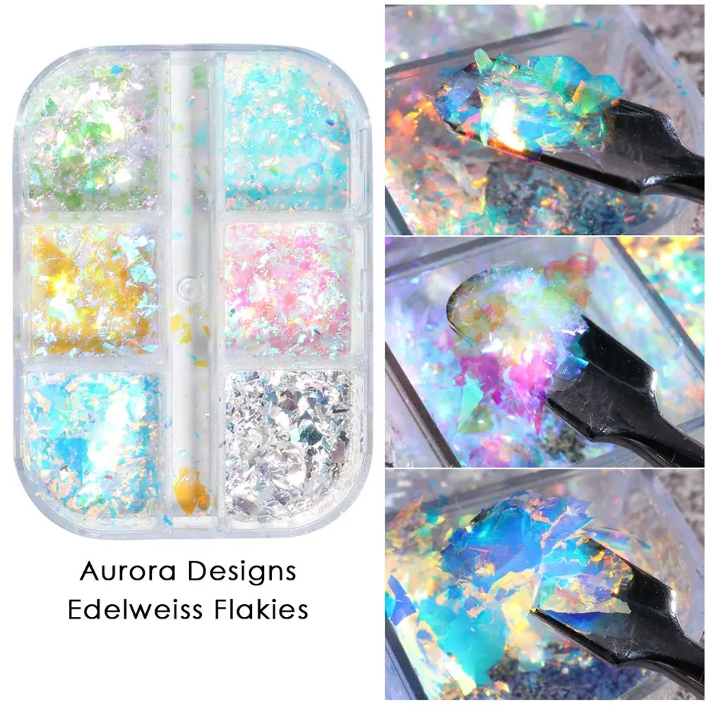 3D Nail Glitter Iridescent Holographic Nail Edelweiss Powder Aurora Nail Flakes Glitter Nail Sequins Irregular Nail Paillette