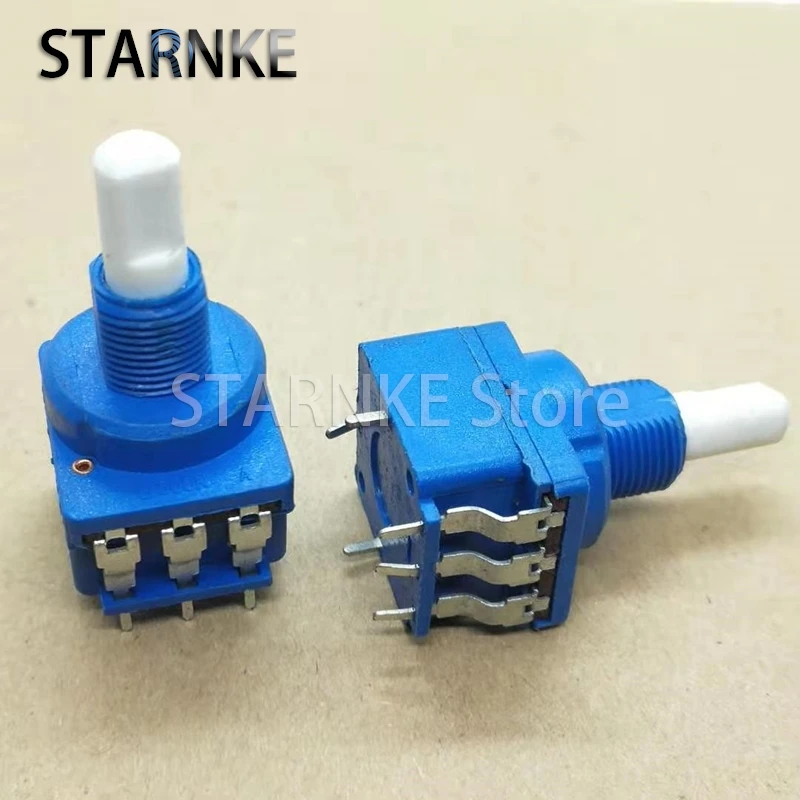 2PCS R16P2S Dual Control Dimmer Potentiometer B500K 6Pins With Push Switch Half Shaft Handle Length 19MM