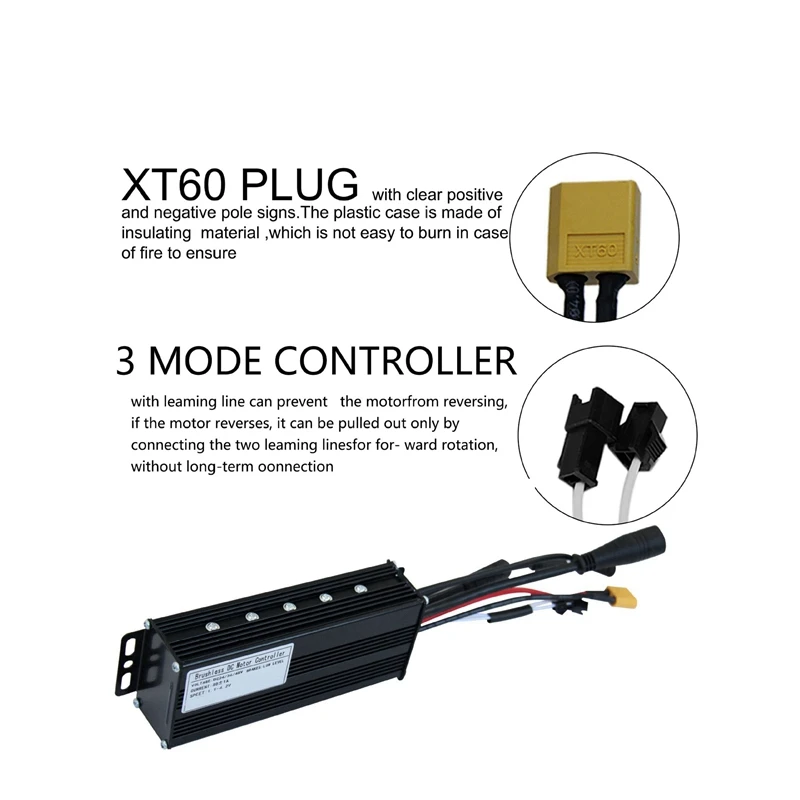 Lithium Battery Modified Electric Scooter Accessories 24V36V48V-30A Sine Wave 3-Mode Controller Waterproof Connector