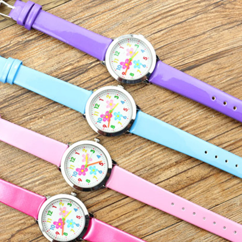 Orologio per bambini con motivo floreale blu Orologio al quarzo creativo Regalo di compleanno di moda Studenti per bambini Cinturino comodo