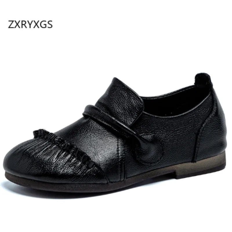 

ZXRYXGS, классические туфли в стиле ретро из воловьей кожи, женские туфли на плоской подошве, осень 2021, модная модная обувь, банкетная обувь