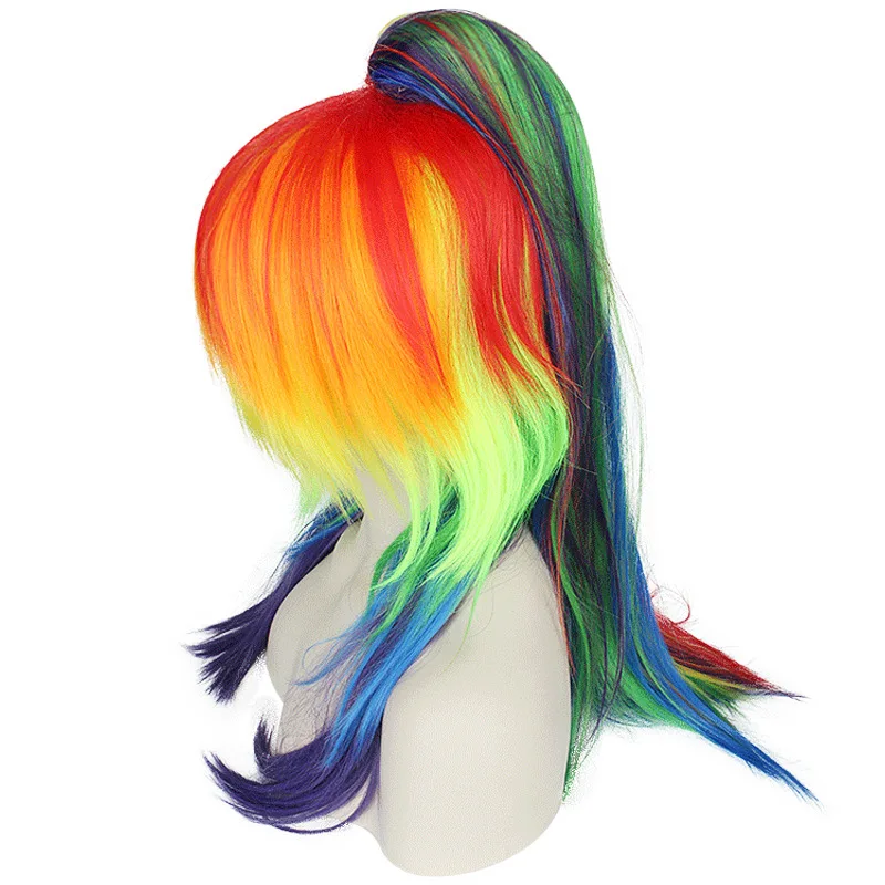 Ultraviolets Synthétiques avec Queue de Cheval pour Femme, Longs, Droits, Colorés, Convient pour les Fêtes d'Halloween, Jeux de Rôle, 26 Pouces