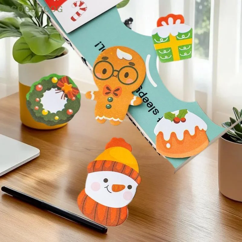 2PCS DIY Can Stick on Paper Ins Shaped Christmas Themed Cartoon Style Sticky Notes Cute N times Message Stickers