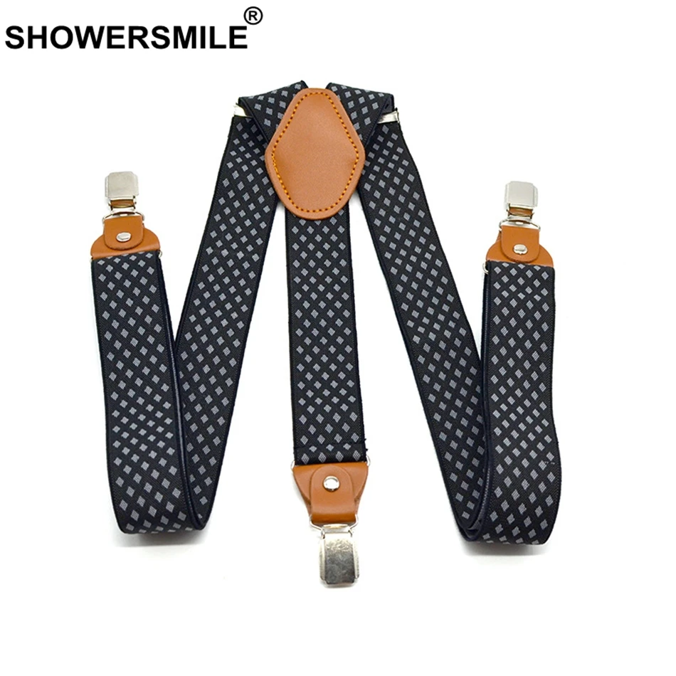 SHOWERSMILE bretelle da uomo cintura per pantaloni formale bretelle diamantate bretelle da uomo Vintage bretelle clip elastiche pantaloni cinturino