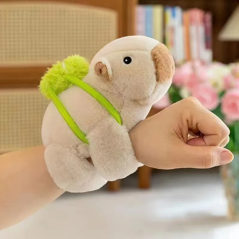 Capybara Hand Ring Wristband Kid Funny Toys Lovely Capybara Animal Slap Snap Wrap Wristband Bracelet Plush Stuffed Animal Kawaii