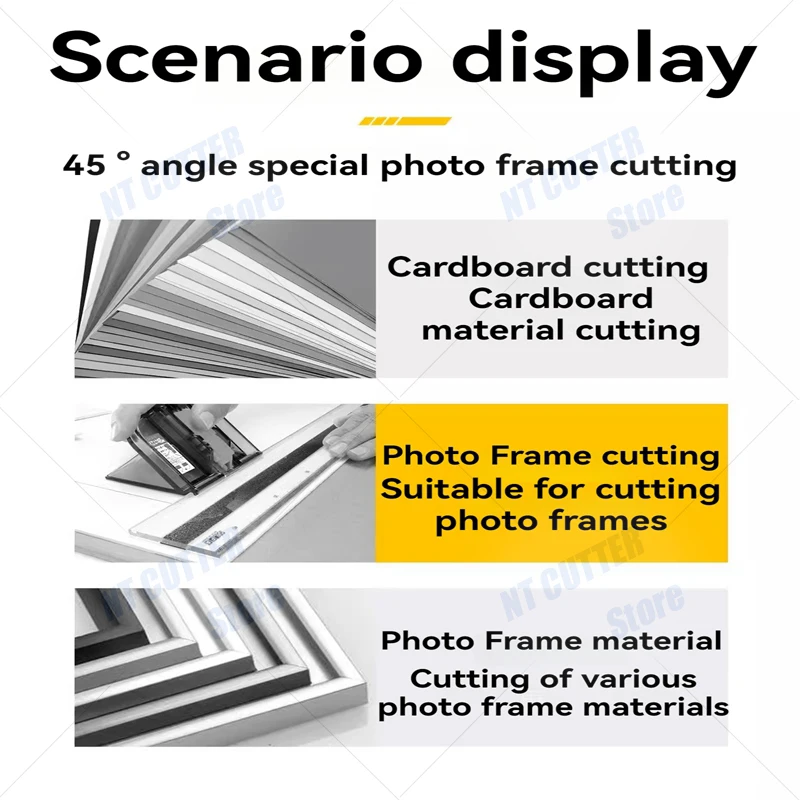 Imagem -03 - Vem com Lâminas Faca para Porta-retratos Olfa Mc45 dx Faca de Corte Chanfrada de 45 Graus com Régua de Medição Canivete para Porta-retratos de 47 cm x 05 m Usado Para: Papelão Borda Chanfrada Corte