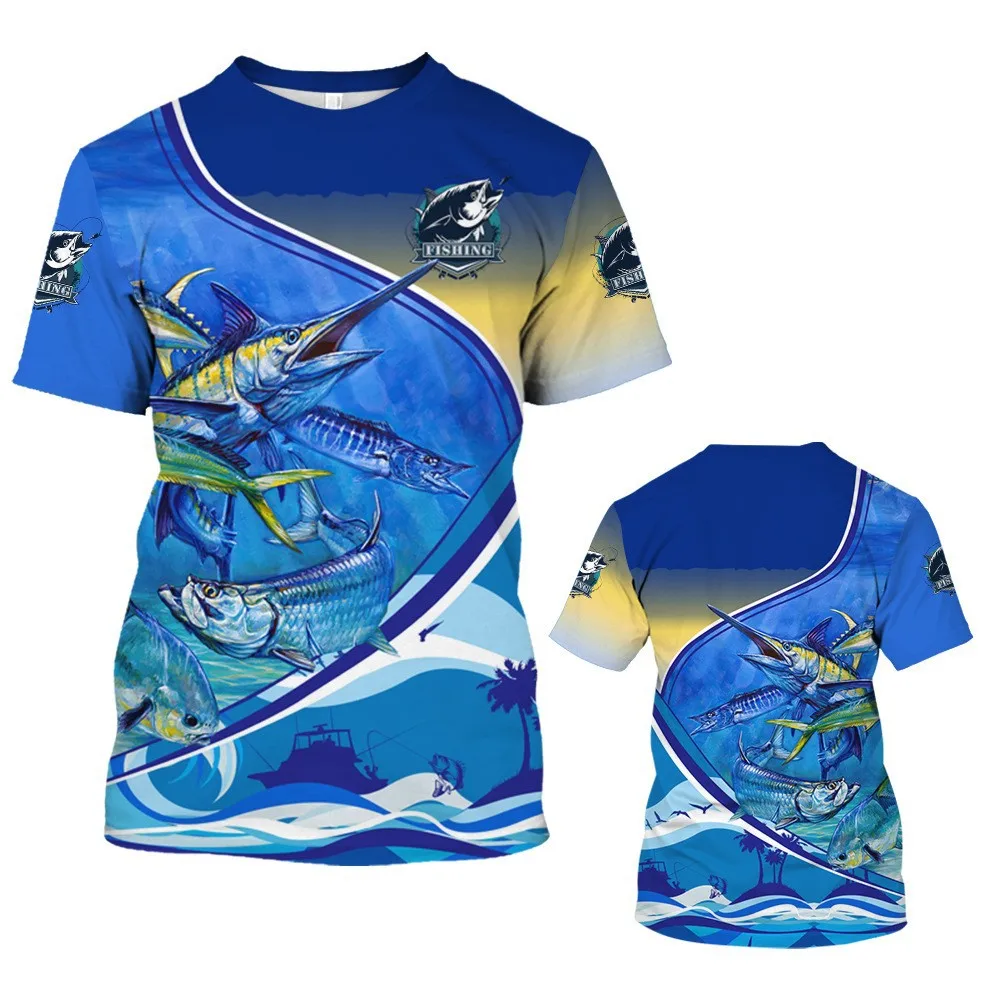 

streetwear men summer clothing with 3D printed fish graphic t shirts round neck Short sleeved new in tops funny t shirts for men