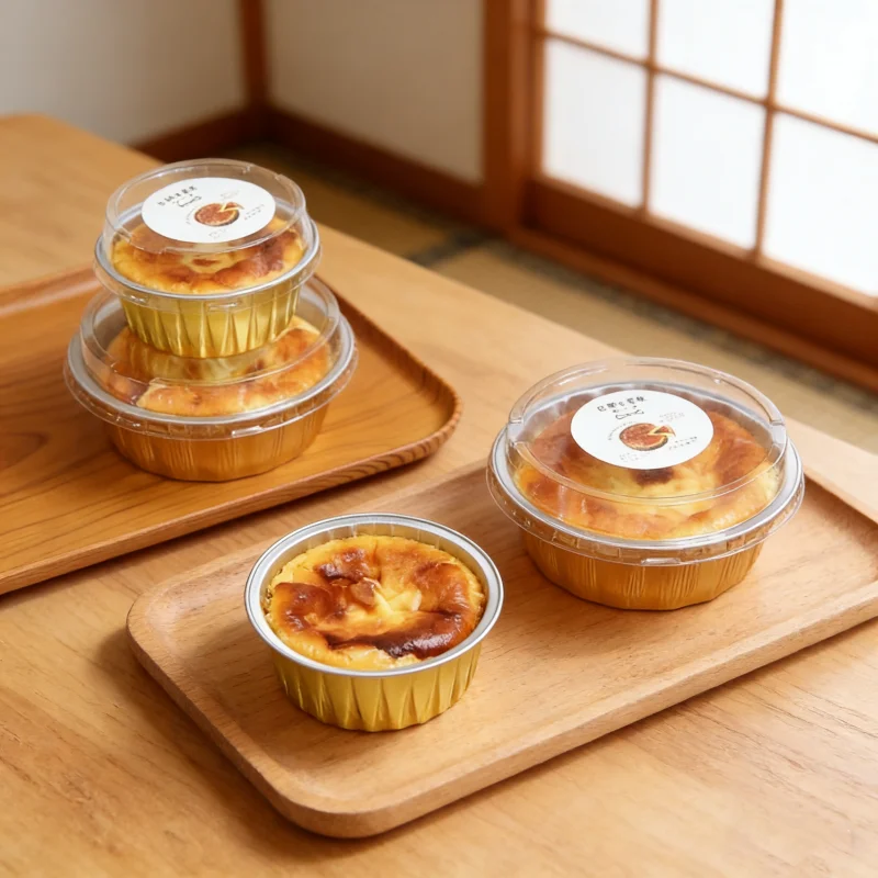  2-Inch 4-Inch Basque Aluminum Foil Box Caramel Pudding Taro Mud Packaging Box Baking Cake Tin Paper Cup Pastry Packaging... - view 2