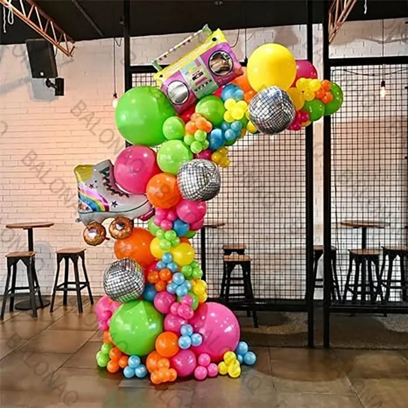 101 Stück Radio-Rollschuh-Folienballons für 80er- und 90er-Jahre-Geburtstagsfeiern, aufblasbare Globos, Partyzubehör, Kinderspielzeug