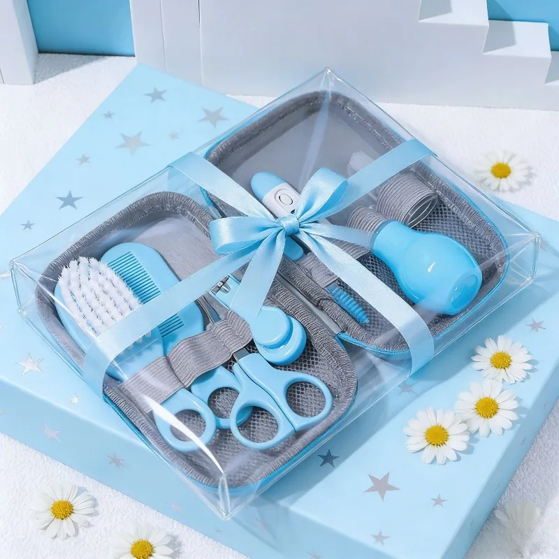 

8 in 1 Baby Care Kit Nail Clipper Comb Brush Nasal Aspirator Infant Grooming Set Portable EVA Case